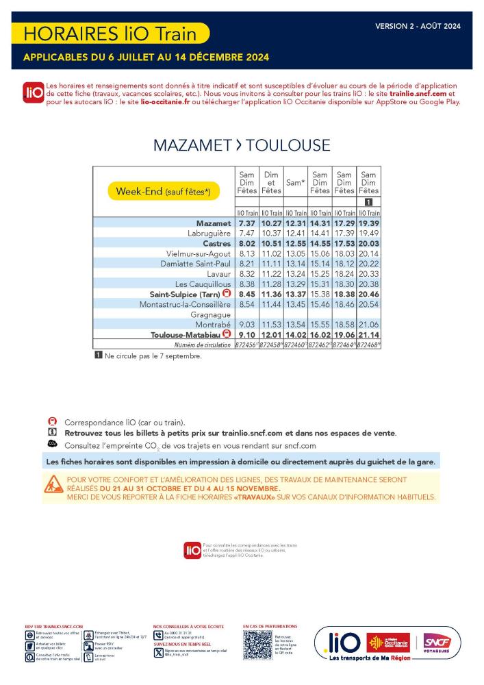 Fiche horaire TER 2024 (jusqu'au 14/12/2024)